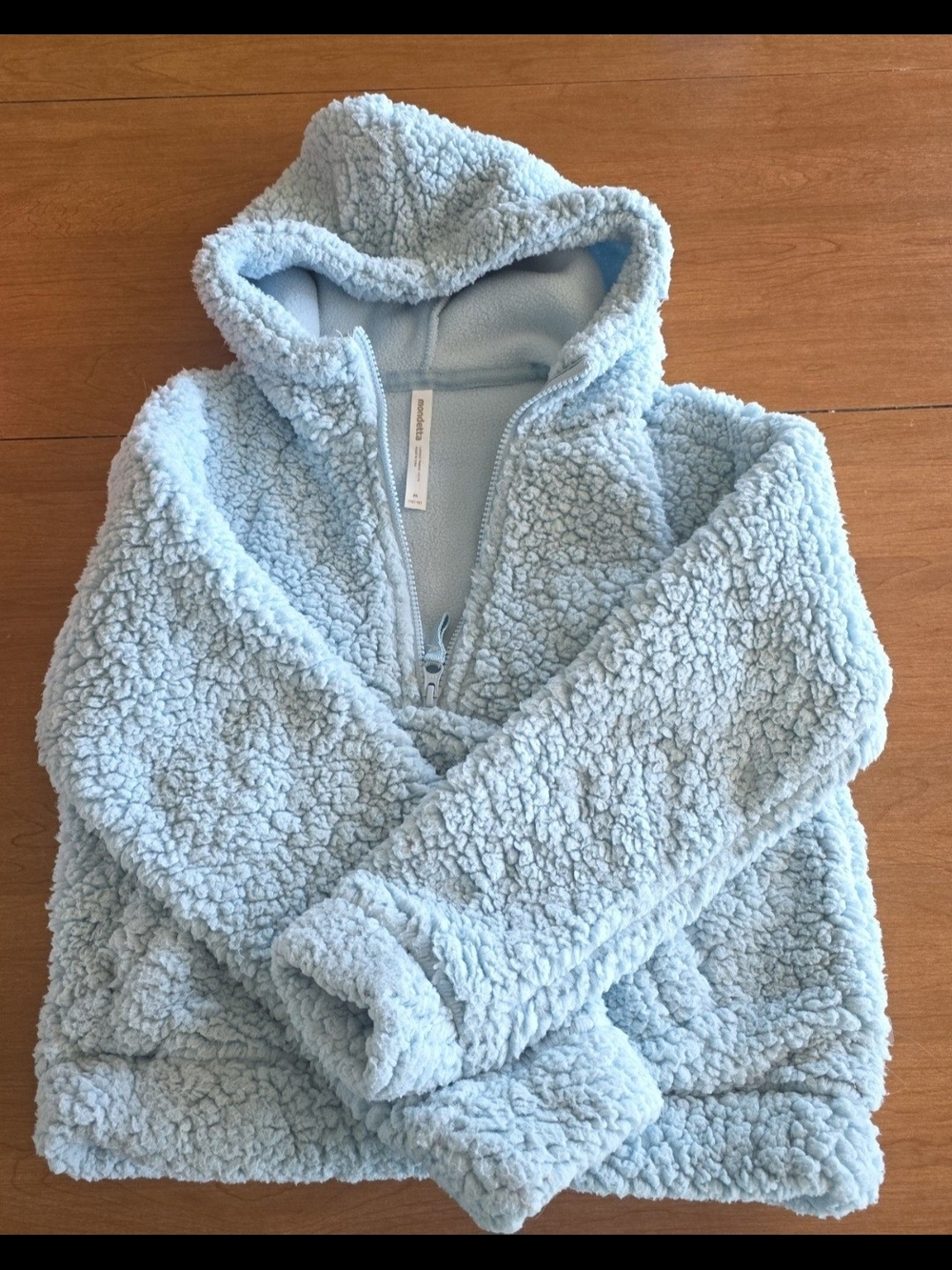Mondetta Light Blue Sherpa Hoodie for Kids - Plush Quarter-Zip Pullover